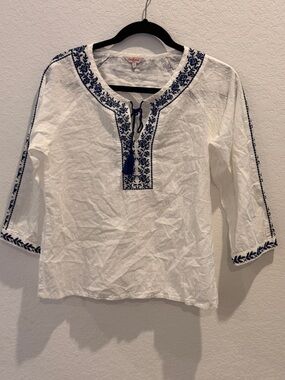 Cath Kidston White Cotton Top with Red Logo Accent